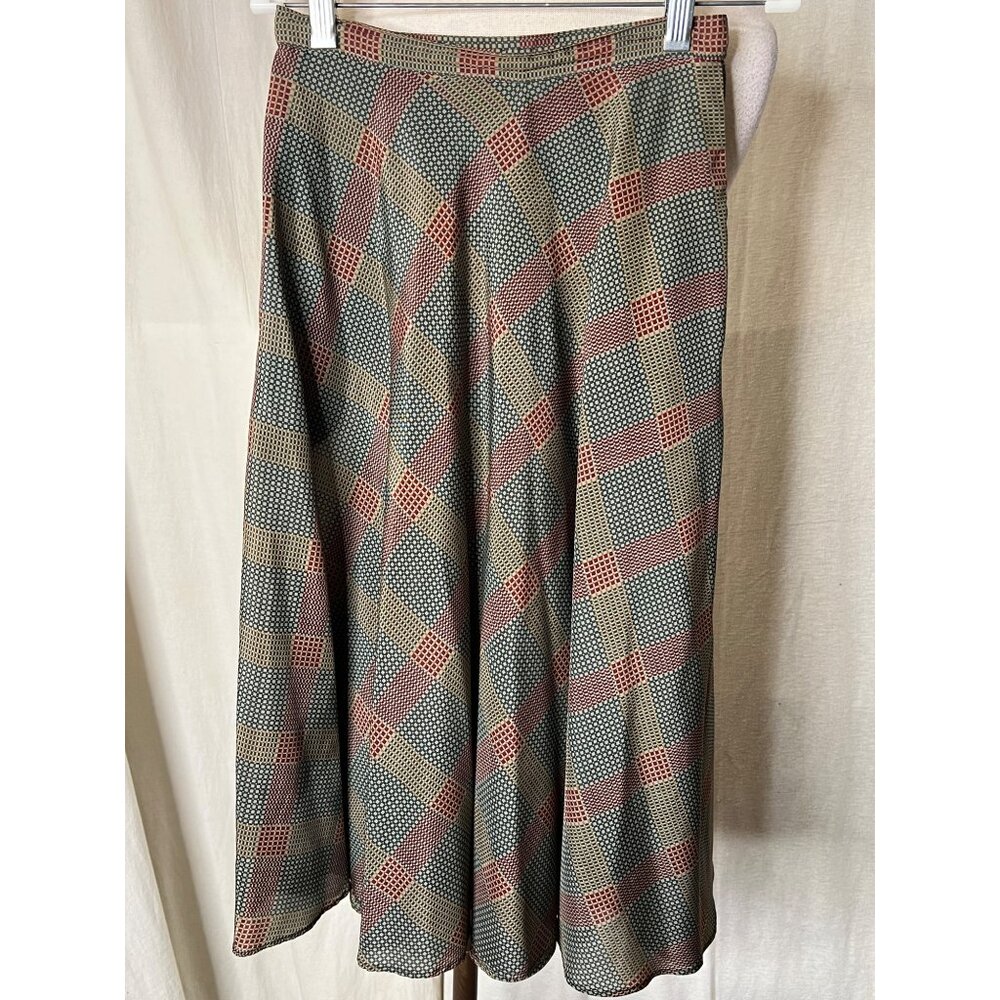 Vintage ILGWU Union-Made Plaid A-Line Skirt Dry Clean Only Size 2 Made In USA